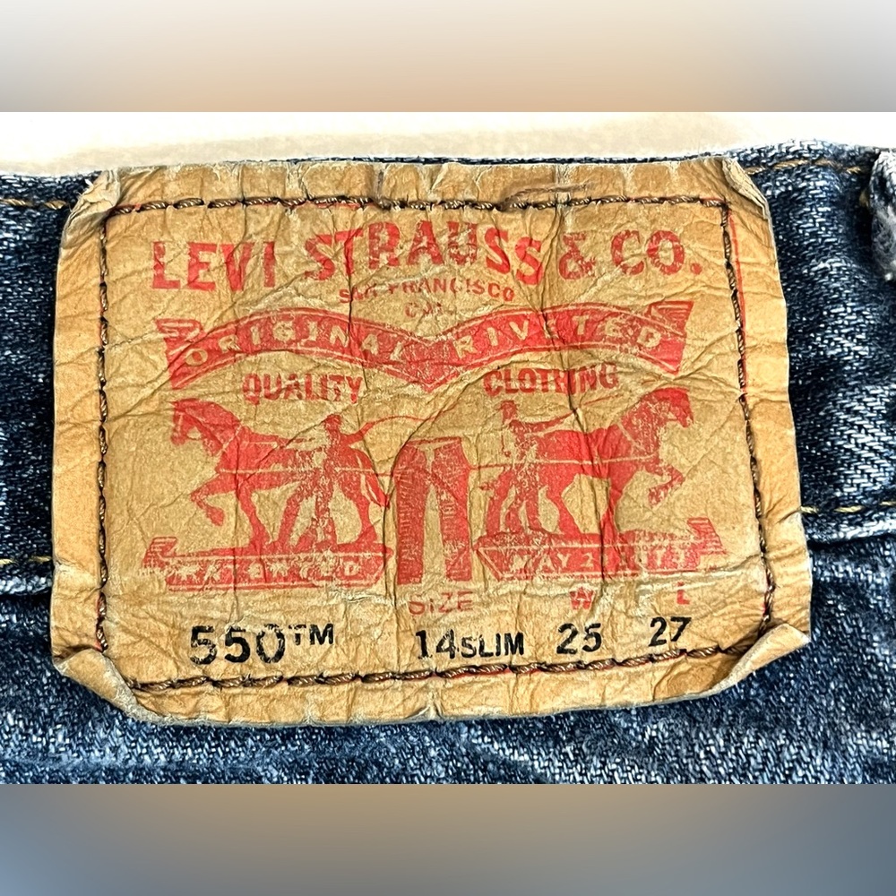 Levi’s 550 Relaxed Boys Classic Blue Denim 100% Cotton Casual Jeans Size 14 Slim - Picture 15 of 16